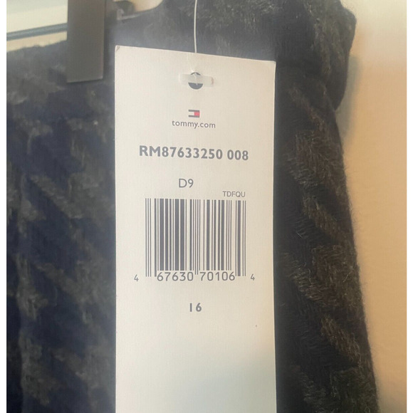 Tommy Hilfiger Navy Blue/Gray Houndstooth Wool Blend Skirt SZ 16 NWT - Picture 3 of 7